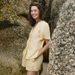 Lace Trim V-Neck Top & Tie-Waist Shorts Set – 100% Cotton Summer Outfit For Women (Yellow) Versatile Neutrals_ecoleips.com