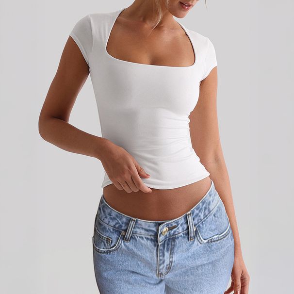 Diyun European And American Yoga Wear Sports Elastic Slim Fit T-Shirt Women's Clothing 2025 Summer_ecoleips.com