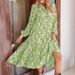 Casual Loose Fitting Bohemian Floral V Neck Dress Long Sleeved Puff Sleeve Women's Spring/Summer New_ecoleips.com