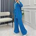 Women's Clothing Autumn And Winter Wool Solid Color Cardigan Jacket Fashion Loose Pants Set_ecoleips.com