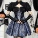 CF24328 Women's Autumn Short Skirt Sexy Slim Fit Two Tone Jacquard Suspender Dress Dark Style Halloween New Arrival_ecoleips.com