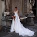 【Pre-sale | Ships In 15 Days】Elegant Suspender Wedding Dress With High Slits And Train, Three-dimensional Flower Beaded Embroidery Wedding Dress_ecoleips.com