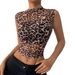European And American Cross-border 2026 Summer New Top, Slim-fit, Sleeveless, Leopard Print, Stand-up Collar, Sexy_ecoleips.com