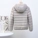 Women's Lightweight Hooded Down Jacket Short Puffer Coat Slim Fit White Duck Feather Warm Winter Outerwear_ecoleips.com