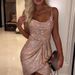 Women's Clothing New Round Neck Mid Length Sequined Sleeveless Fashionable Sexy Off Shoulder Belt Dress_ecoleips.com
