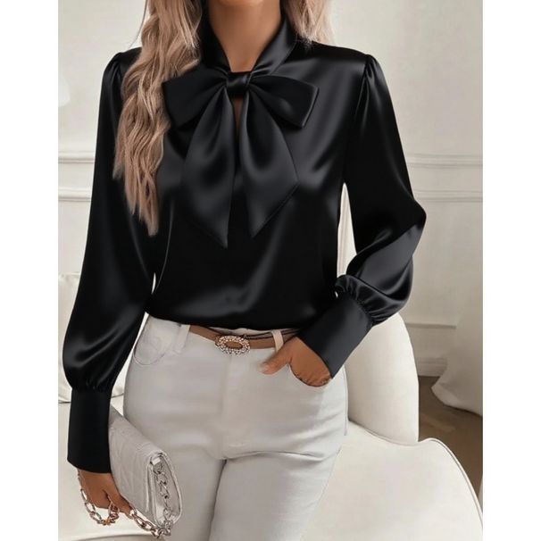 Wholesale Of Long-Sleeved Bow Satin Women's Shirts And Blouses For Autumn_ecoleips.com