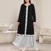 Women's Casual Long Round Neck Pullover Sweater Dress With Color Block Ruffle Hem_ecoleips.com