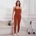 Women's Clothing Strap Buttoned Chest Pad Trousers Jumpsuit Seamless Sportswear Fitness Dance Jumpsuit_ecoleips.com
