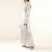 Ladies O-neck Pleated Spring Robe Dress Lantern Sleeves Design Solid Color Evening Dress Elegant High Waisted Holiday Long Dress_ecoleips.com