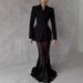 K New Long Sleeved Top Set, Loose Elastic Mesh Skirt Two-piece Set_ecoleips.com