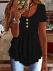 2026 New Cross-Border Euroean And American Women's Fashion Three-Button Casual Solid Color Short Sleeve Dress_ecoleips.com