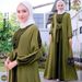 Muslim Dress Women Elegant Color Block Muslim Maxi Dress – Slim Fit Long Sleeve Abaya With Tie Waist_ecoleips.com
