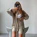 Fashion Plus Size Women's Clothing Spring Casual Single Breasted Long Sleeved Solid Color Shirt Loose Shorts Suit Women_ecoleips.com