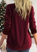 new solid color sequin stitching U neck long sleeved elegant casual T shirt_ecoleips.com