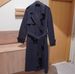 Double-breasted Long Deep Sea Blue Belt Double-sided Woolen Coat_ecoleips.com