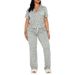 cross-border European And American Women's Pajamas, Embroidered Short-sleeve Long Pants Home Wear Set, Can Be_ecoleips.com