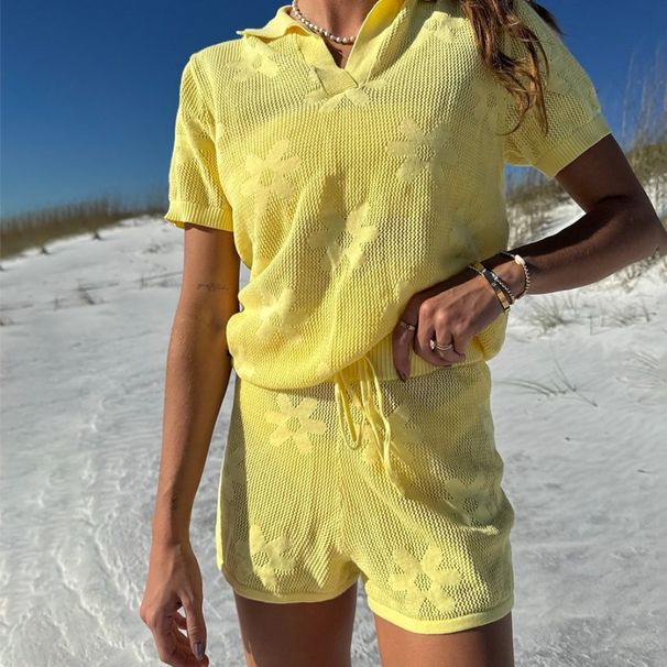 New 2025 Women's Beach Dress European American Style Casual Vacation Knitted Pullover Bikini Swimsuit Cover Up Sun Protection Clothing_ecoleips.com