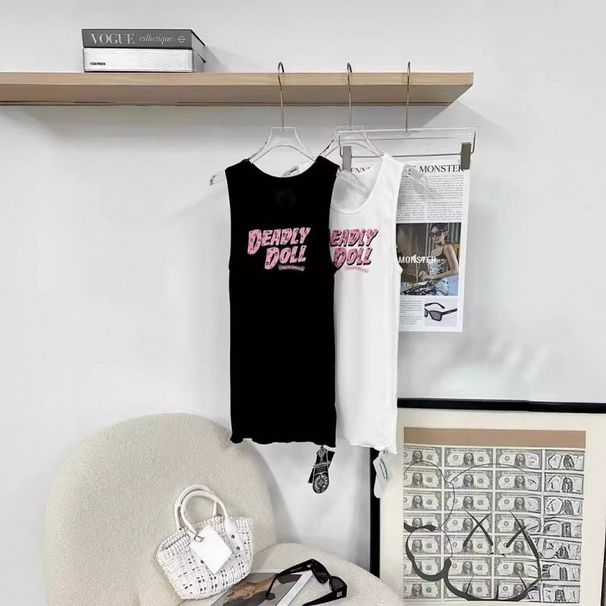 2026 Brand Logo New Trendy Brand Letter Print Slim Fit Tank For Women, Summer Hot Girl Style Sleeveless Camisole Women's Top_ecoleips.com