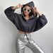 Women's Casual Loose Fit Hoodie Zipper Long Sleeve Sweatshirt Short Waist Street Style Spring Polyester Track Jacket_ecoleips.com