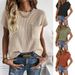 Women's Round Neck Short Sleeve Sweater With Pocket American Style Fashion Top For Ladies_ecoleips.com