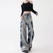 Spring And New Cross-Border American Retro Gradient Tie-Dye Jeans For Women Early Autumn Loose Versatile Straight-Leg_ecoleips.com