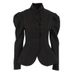 French-Inspired Black Blazer With Stand Collar – Elegant Bubble Sleeve Jacket For Work & Evening (S/M/L)_ecoleips.com