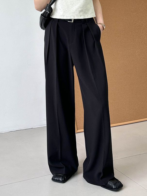 K Suit Pants With High Waist And Slimming Effect, Loose Casual Pants, Women's Workplace High-end Feel Suit Pants. No Belt_ecoleips.com
