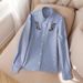 New Women's Long Sleeved Shirt Embroidered Striped Design_ecoleips.com