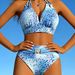 Gradient Leopard Print Bikini Feminine European And American Style Tie up Cross Beach Swimsuit Hot Spring Bath Suit_ecoleips.com