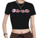Qi Duo Cross-Border Summer European American Sweet And Spicy Style Top Round Neck Pullover Short Sleeve Letter Print_ecoleips.com