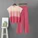 Women's Gradient Knit Set round Neck Sleeveless Top with Casual Wide Leg Pants Spring Summer Two-Piece Elegant Sporty Outfit_ecoleips.com