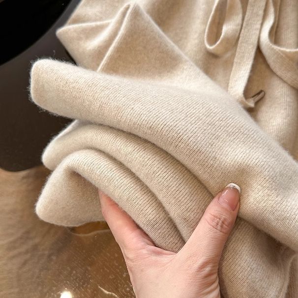 High-Waisted Soft Wool-Like Wide Leg Pants For Women, Cloud-Like Tied Waist Straight Trousers, Cozy Winter Lounge Pants In Beige, Gray & Oatmeal_ecoleips.com