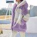 Women's Fleece Hooded Zip-Up Jacket With Patchwork Design, Oversized Fit, Multiple Pockets, Warm Winter Coat For Streetwear Fashion_ecoleips.com