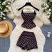 Women's Summer Outfit Gentle And Feminine Red Polka Dot Strapless Vest High Waisted Shorts Two Piece Set Slimming Simple_ecoleips.com