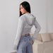 AD704 Gray Sporty Casual Women's Spring And Autumn Fashionable, Stylish, Comfortable, Age-reducing Hooded Short_ecoleips.com