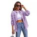 Distressed Denim Jacket Women's Fashion Vintage Streetwear Oversized Collar Coat Casual Loose Fit Long Sleeve_ecoleips.com