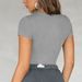 Cross-border Bestseller Ribbed Egg-shaped Collar Y2K Clothing 2026 Summer Slim-fit Short-sleeve T-shirt With Stylish_ecoleips.com