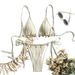 Women's Sexy Shell Bikini Two Piece Swimsuit Lace Up Solid Color American Style For Beach Vacation_ecoleips.com