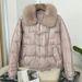 Women’s Cropped Puffer Jacket – Luxe Mink Fur Trim, Retro Button Design (Straight Cut, Thick Warmth, M/L/XL, 4 Classic Colors)_ecoleips.com