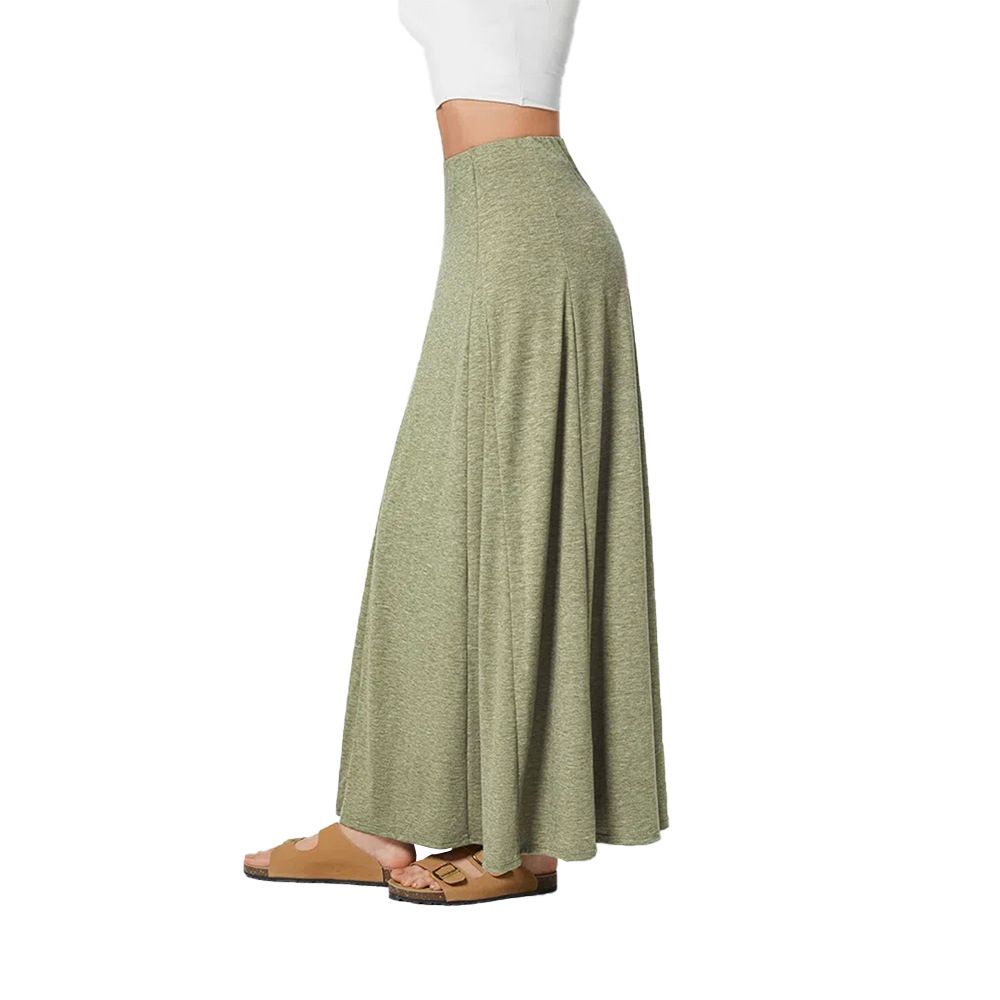 Voya New Women's Fashionable And Casual Design With Spliced Large Swing Knitted Hanging Loose Half Skirt_ecoleips.com
