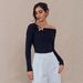 2026 Spring New Off-Shoulder Butterfly Brooch Design Slim Fit Long Sleeve Women's Top From Cross-Border_ecoleips.com