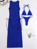 Women's Clothing New Swimsuit Bikini Bikini Multi Color Solid Color Long Skirt Sexy Split Three Piece Female Swimsuit_ecoleips.com