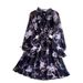 Romantic Ruffled Collar Long Sleeved Dress For Early Summer Sweet Youthful Style Tie Waist Slim Fit Printed Women's Dress_ecoleips.com