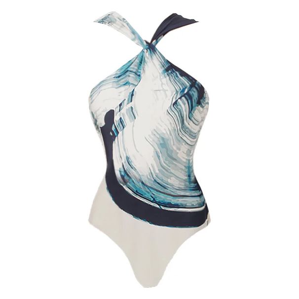 Swimwear New Deep V Backless Printed One Piece Swimsuit Set Women Global Selected Swimwear_ecoleips.com
