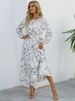 Women Elegant Floral Printed Long Dresses Spring Summer Casual O Neck Long Sleeve Ladies Chic High Waist A Line Beach Dresses_ecoleips.com