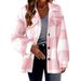 Women's Clothing Plaid Pattern Plush Coat Autumn Winter Button Down Collar Jacket Warm_ecoleips.com