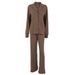 Knitted Ribbed Brown Sleeve Long Pants Loose Wearable Pajama Set European And American Autumn Winter New Home Wear_ecoleips.com