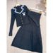 Women's Clothing Lapel Knitted Suit Skirt Women's New Slim Fit Suit Hot Selling Knitted Long Sleeved Two Piece Suit_ecoleips.com