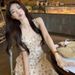 French Style White Floral Strap For Women, Summer Gorgeous Mini Dress, Waist-Cinching Slimming Beach Vacation Long Dress_ecoleips.com