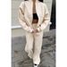 Women's Clothing Autumn And Winter Fashion Personalized Zipper Leisure Sports Suit Long Sleeve Casual Pants Two Piece Set_ecoleips.com
